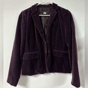 J. Crew Plum Purple Velvet Cotton Schoolboy Blazer Jacket Size 4 Career Women’s
